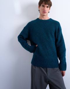 Loose knit crew jumper in dark blue
