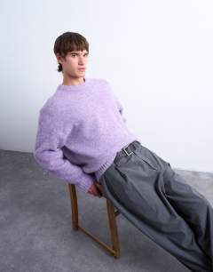 Loose knit crew jumper in purple