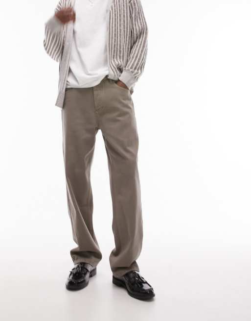 Topman loose pants in stone with tint