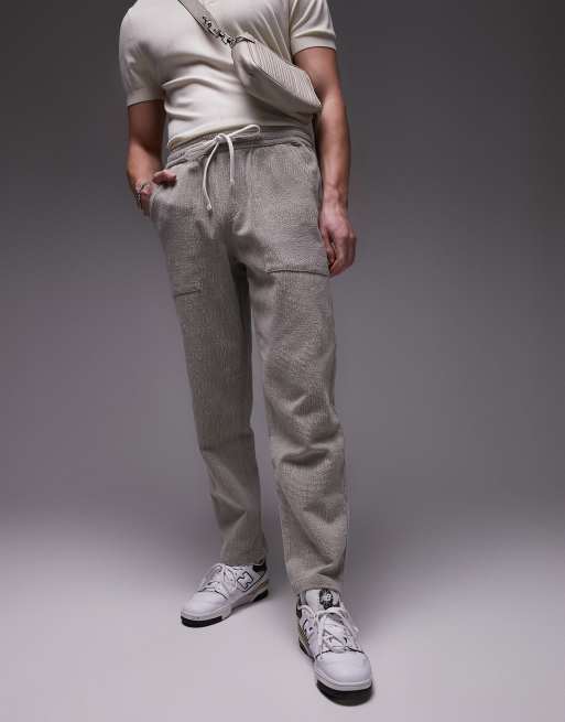 Topman loose textured pants in stone