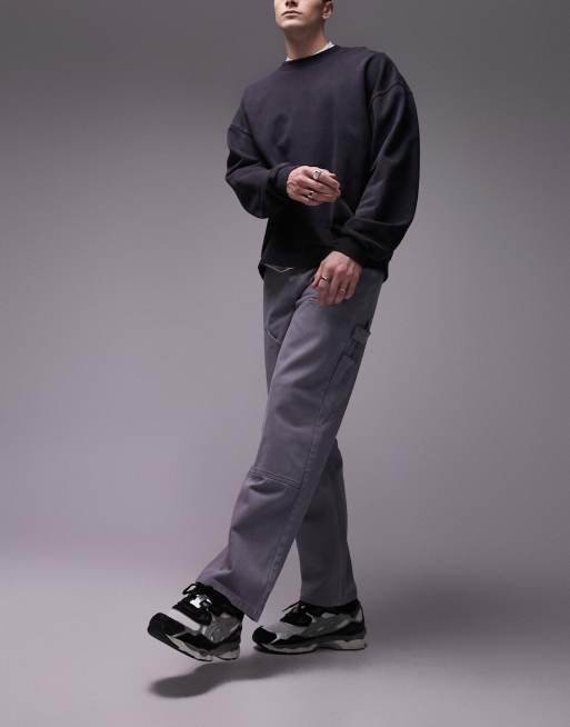 Topman - Losse timmermansbroek in grijs