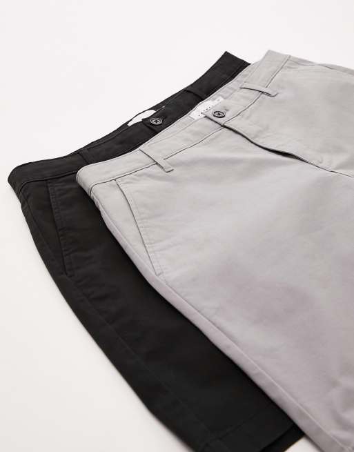 Topman - Lot de 2 shorts chino slim - Noir et gris clair , 2 de 4