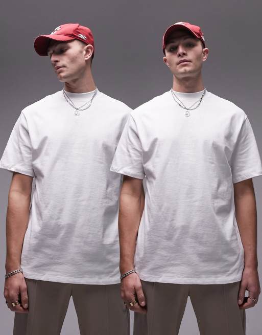 Topman - Lot de 2 t-shirts oversize - Blanc