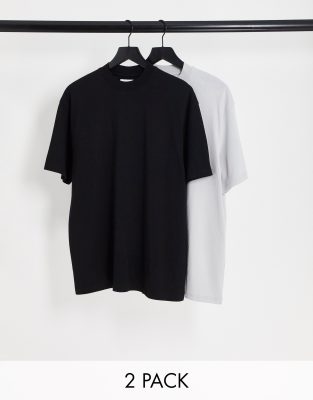 Topman - Lot de 2 t-shirts oversize - Noir et gris clair