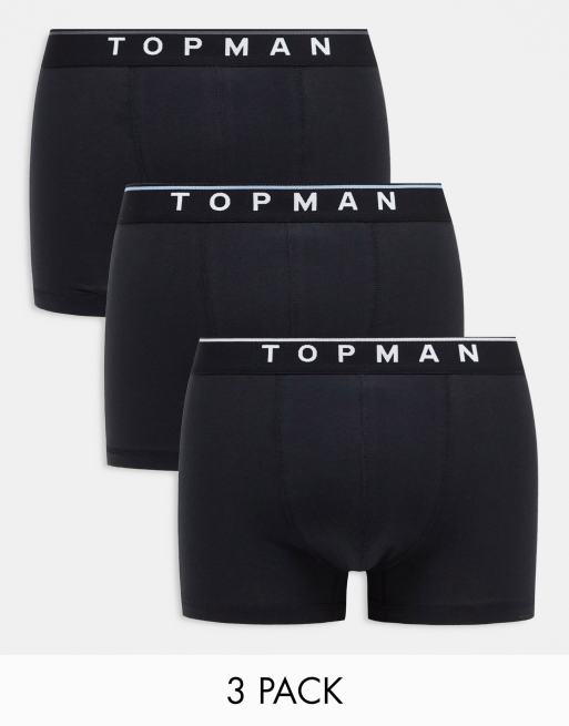 Topman - Lot de 3 boxers avec taille à liseré coloré - Noir