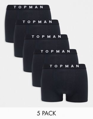 Topman 5 pack trunks in black - ASOS Price Checker