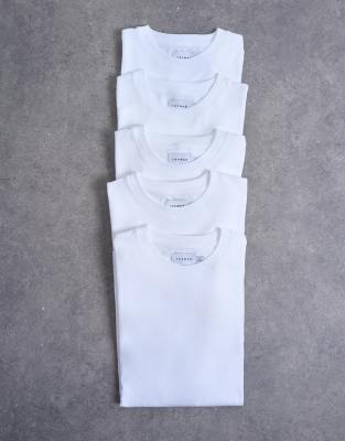 Topman - Lot de 5 t-shirts classiques - Blanc