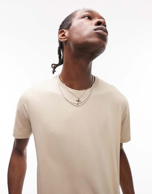 Topman - Lot de 5 t-shirts classiques - Noir, blanc, gris, taupe et bleu marine, 2 de 4