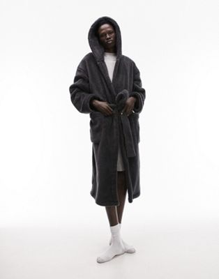 Topman lounge dressing gown in charcoal