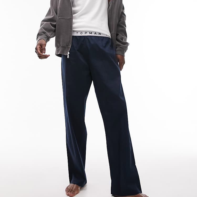 Topman lounge poplin straight leg sweatpants in navy | ASOS Topman lounge poplin straight leg sweatpants in navy | ASOS