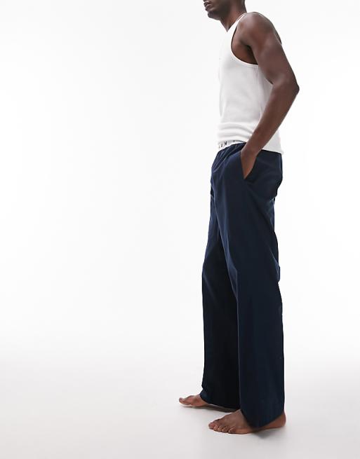 Topman lounge poplin straight leg sweatpants in navy | ASOS Topman lounge poplin straight leg sweatpants in navy | ASOS
