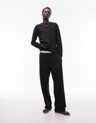Topman lounge set with long sleeve t-shirt and jogger in black