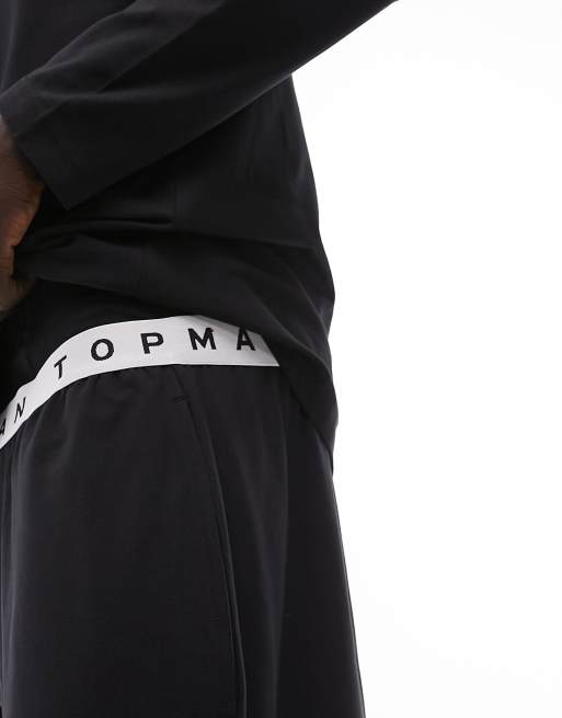 Topman lounge set with long sleeve t-shirt and jogger in black, 3 of 4