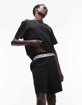 Topman lounge set with t-shirt and shorts in black