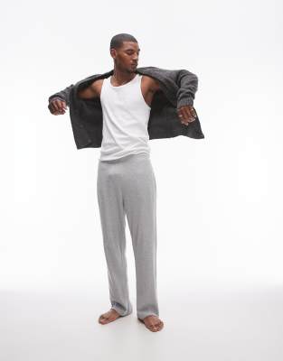 lounge straight leg waffle sweatpants in light gray