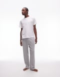 [Topman] Topman lounge straight leg waffle trackies in light grey and plain white lounge t-shirt multipack XL Light grey