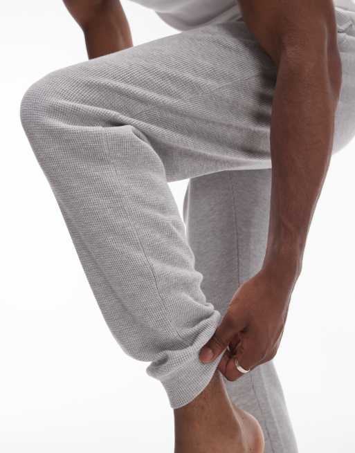 Topman lounge taper waffle sweatpants in light gray, 2 of 4