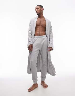 Topman Lounge Waffle Robe In Light Gray