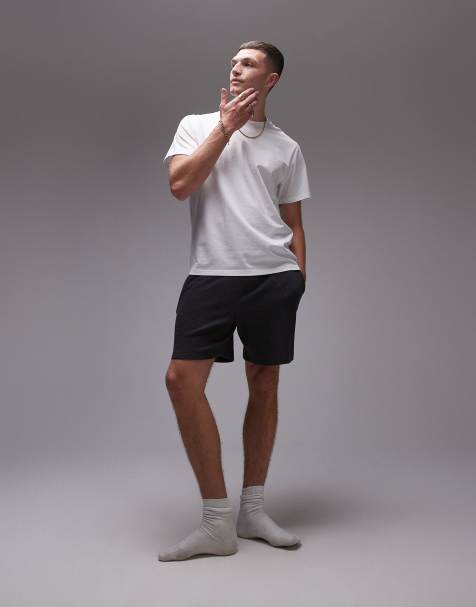 Topman lounge waffle short in charcoal and plain white lounge t-shirt multipack - view 1