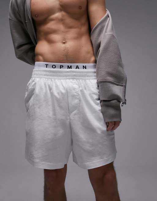 Topman - Loungeshort van popeline in wit