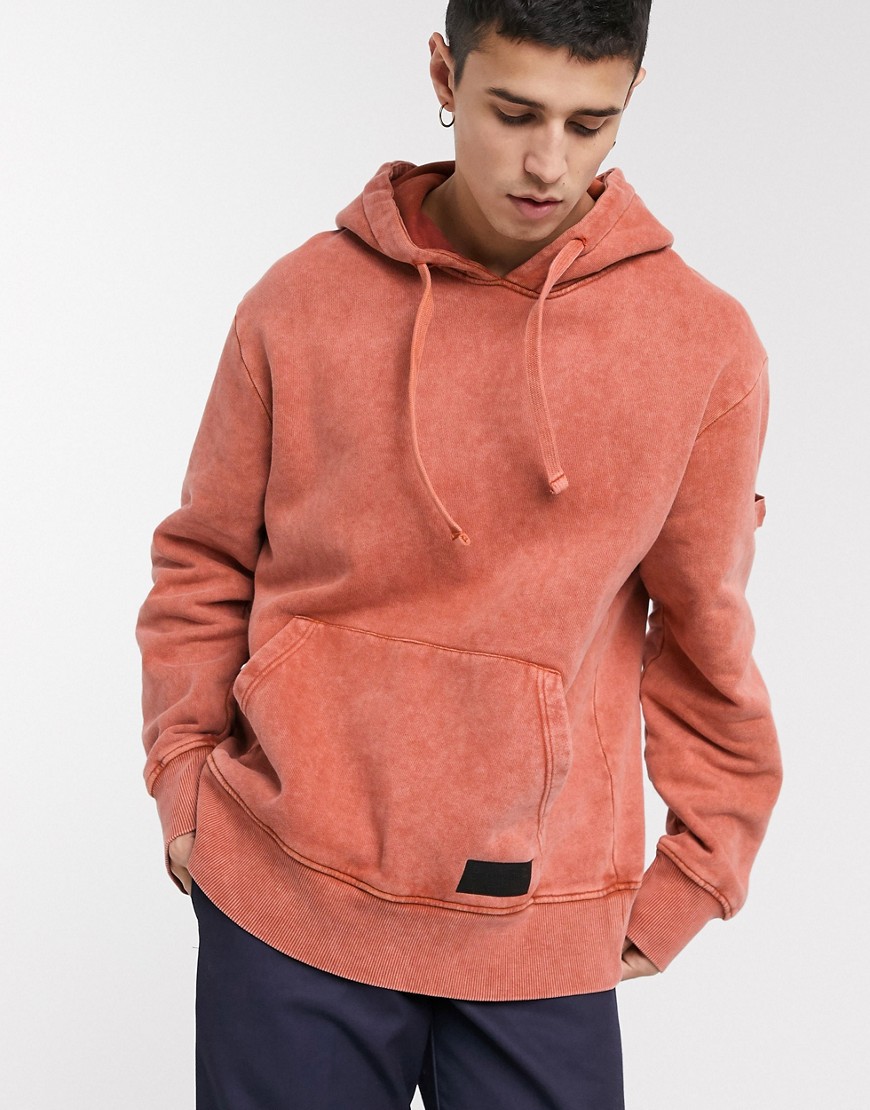 Topman - LTD - Oversized hoodie in oranje wassing-Grijs