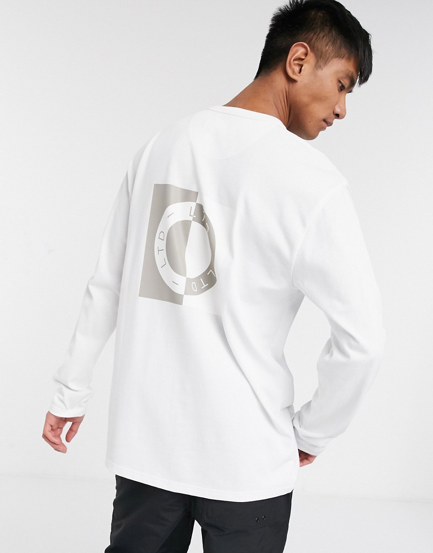 Topman - LTD - T-shirt a maniche lunghe bianca con stampa di cerchio-Bianco