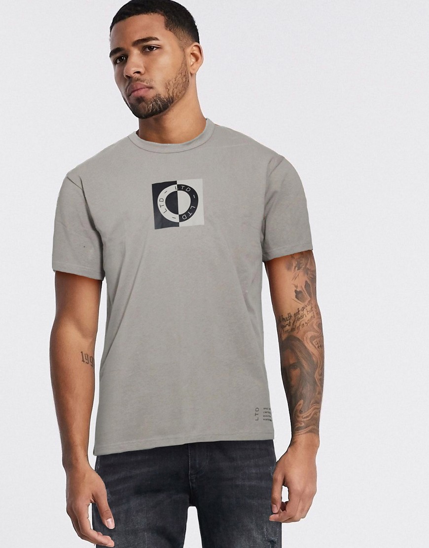Topman - LTD - T-shirt met cirkelprint in grijs