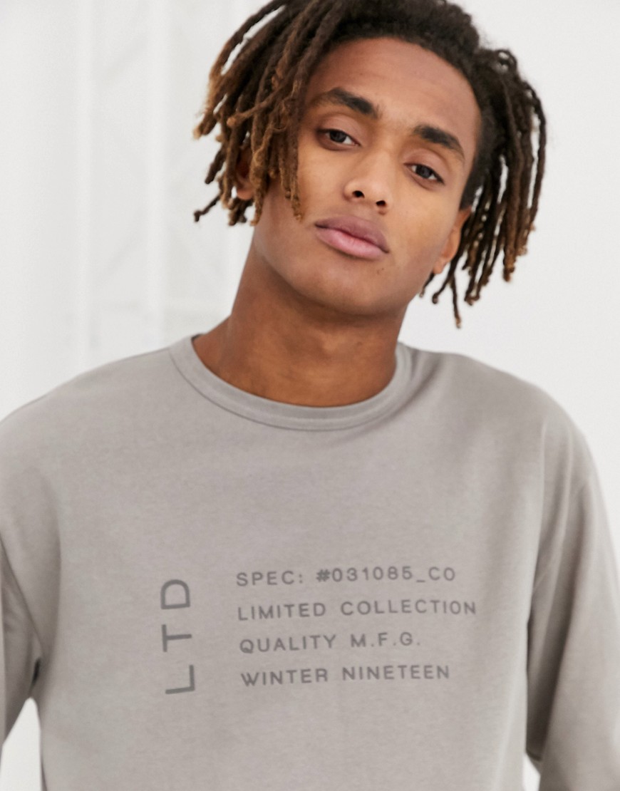 Topman - LTD - T-shirt met lange mouwen in grijs