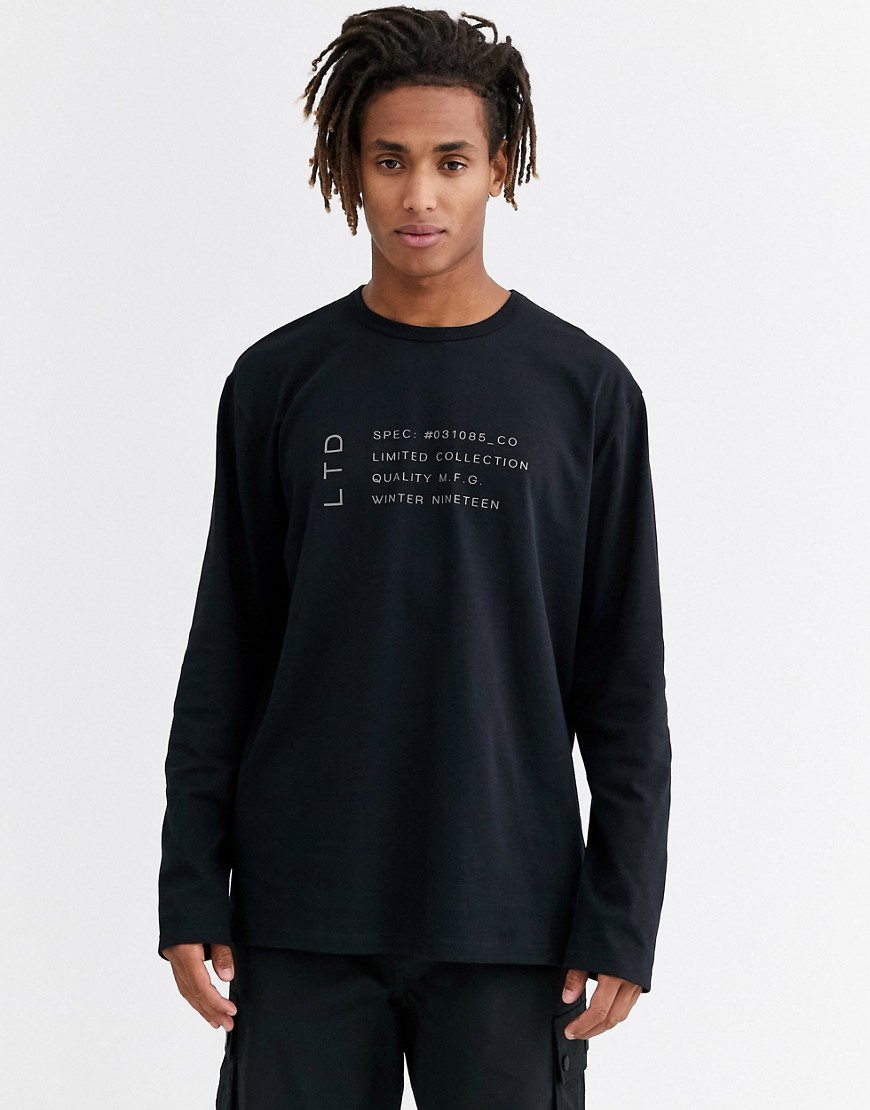 Topman - LTD - T-shirt met lange mouwen in zwart