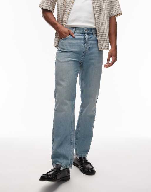 Topman - Lyseblå og forvaskede jeans med lige ben, 3 af 5