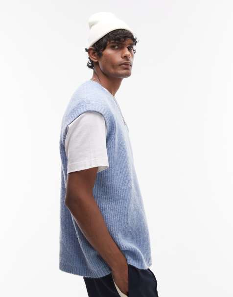 Topman - Lyseblå strikket overdel i afslappet pasform - view 1