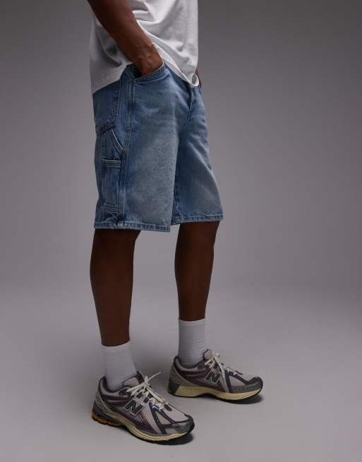 Topman - Lyseblå tømrer-denimshorts, 3 af 5