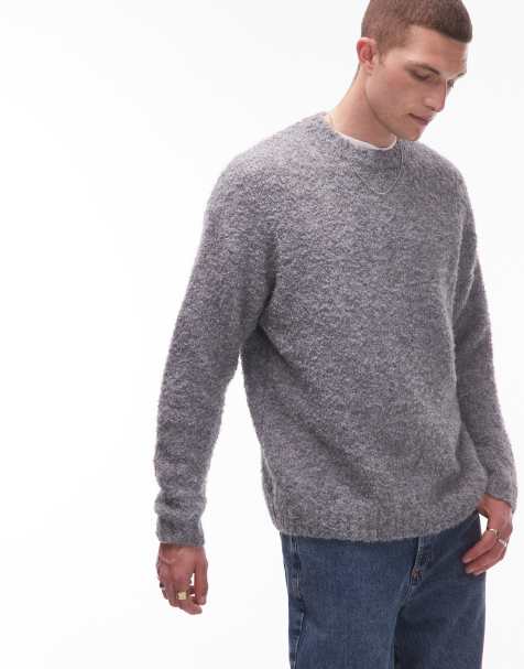 Topman - Lysegrå trøje i bouclé i afslappet pasform - view 1