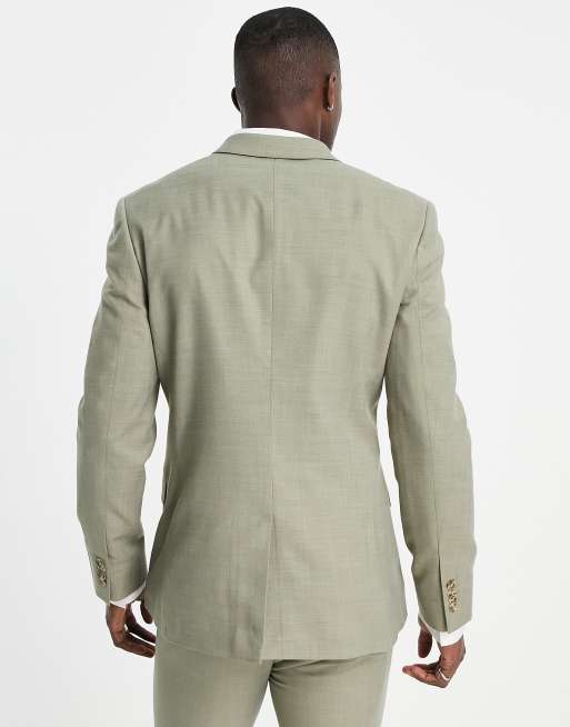 Topman - Lysegrøn dobbeltradet super skinny habitjakke, 3 af 4