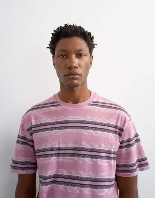Topman - Lyserød T-shirt med striber og afslappet pasform, 2 af 5