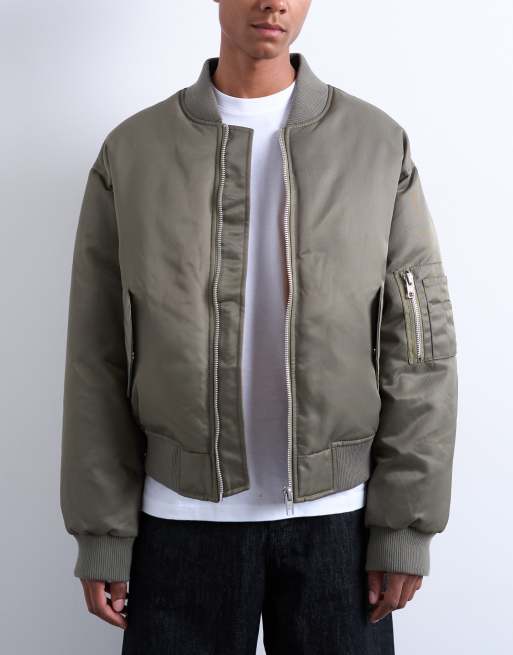 Topman MA1 bomber jacket in khaki | ASOS