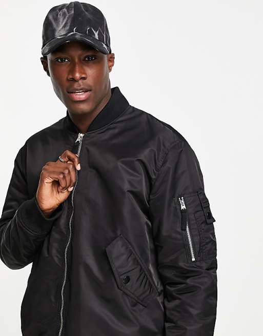 Topman MA1 padded bomber jacket in black | ASOS Topman MA1 padded bomber jacket in black | ASOS