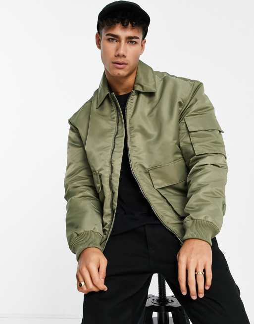 Topman MA2 bomber jacket in khaki | ASOS