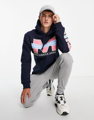 Topman Madison sport print hoodie in navy - ASOS Price Checker