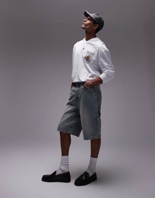Topman - Maglietta a maniche lunghe oversize bianca con stampe “Mexico” sul davanti e sul retro