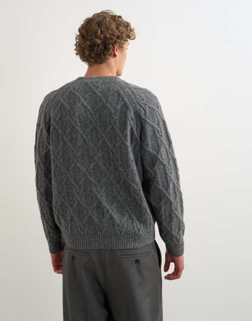 Topman maglione a trecce vestibilità comoda antracite, 5 di 5