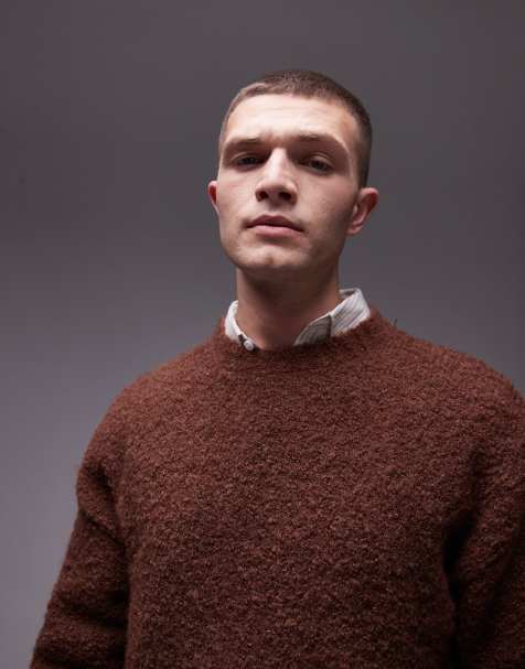 Topman - Maglione comodo bouclé marrone - view 1