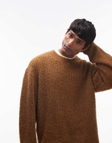 Topman - Maglione comodo marrone effetto invecchiato - view 1