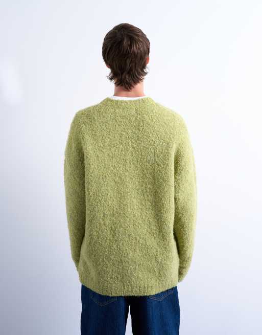 Topman - Maglione comodo verde bouclé, 4 di 5