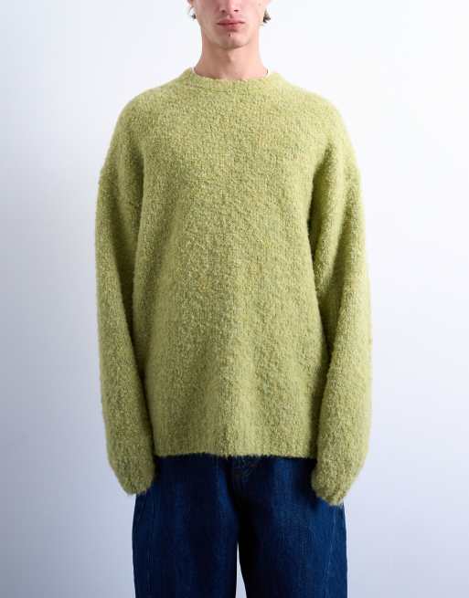 Topman - Maglione comodo verde bouclé, 5 di 5