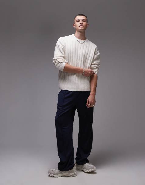 Topman - Maglione écru a coste vestibilità comoda - view 1