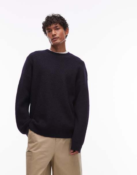 Topman - Maglione oversize girocollo blu navy - view 1