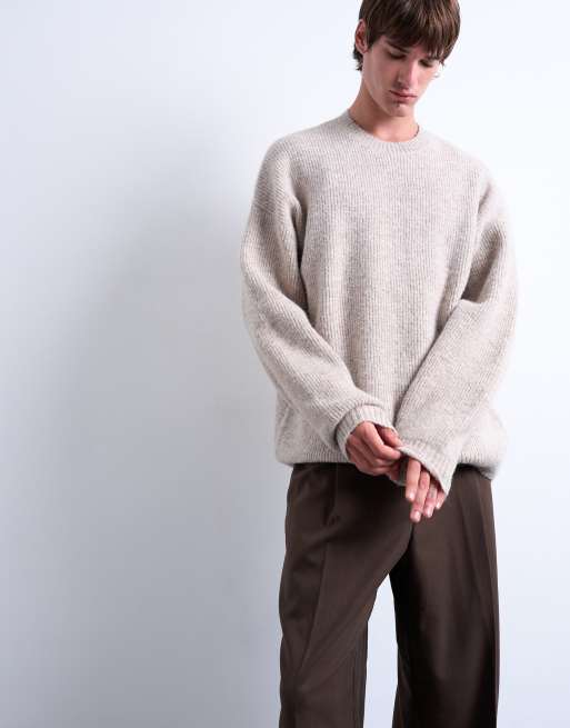 Topman - Maglione oversize girocollo color pietra