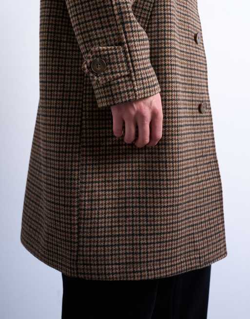 Topman - Manteau oversize à carreaux en laine mélangée brossée - Marron, 4 de 5