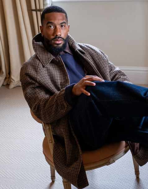 Topman - Manteau oversize en laine brossée à carreaux - Marron - view 1